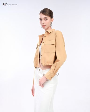 Áo Sơ Mi Kaki Croptop Dây Rút Eo 10611346
