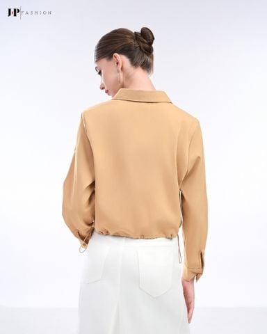 Áo Sơ Mi Kaki Croptop Dây Rút Eo 10611346