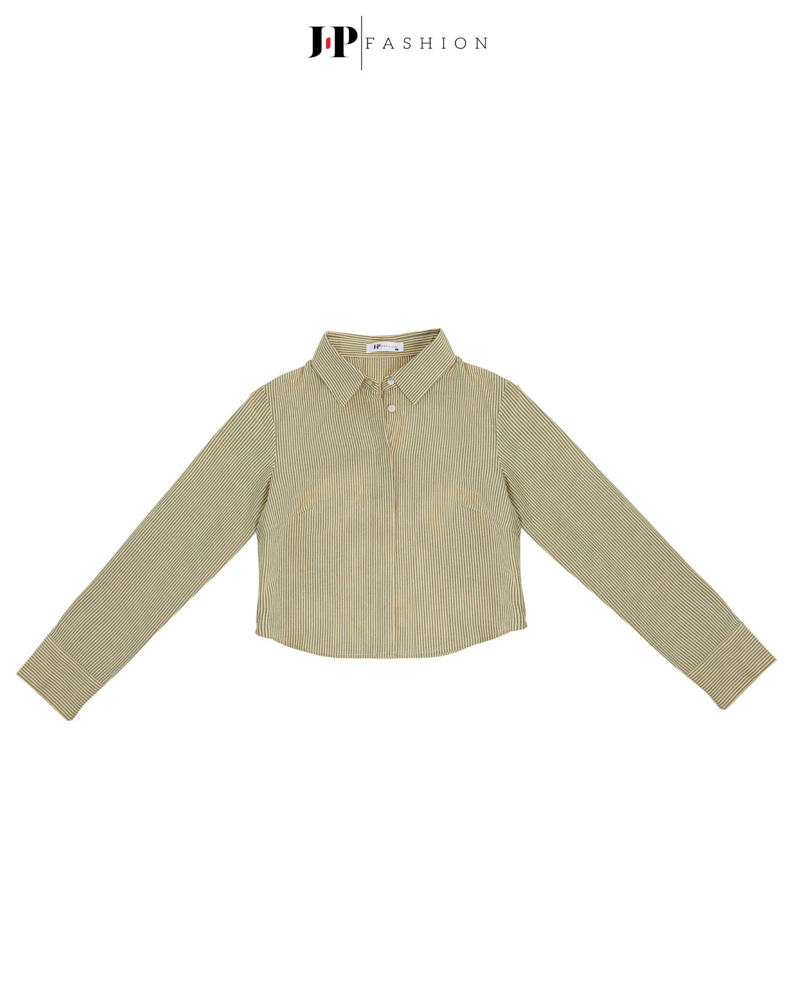 Sơ Mi Sọc Croptop Tay Dài 10611348