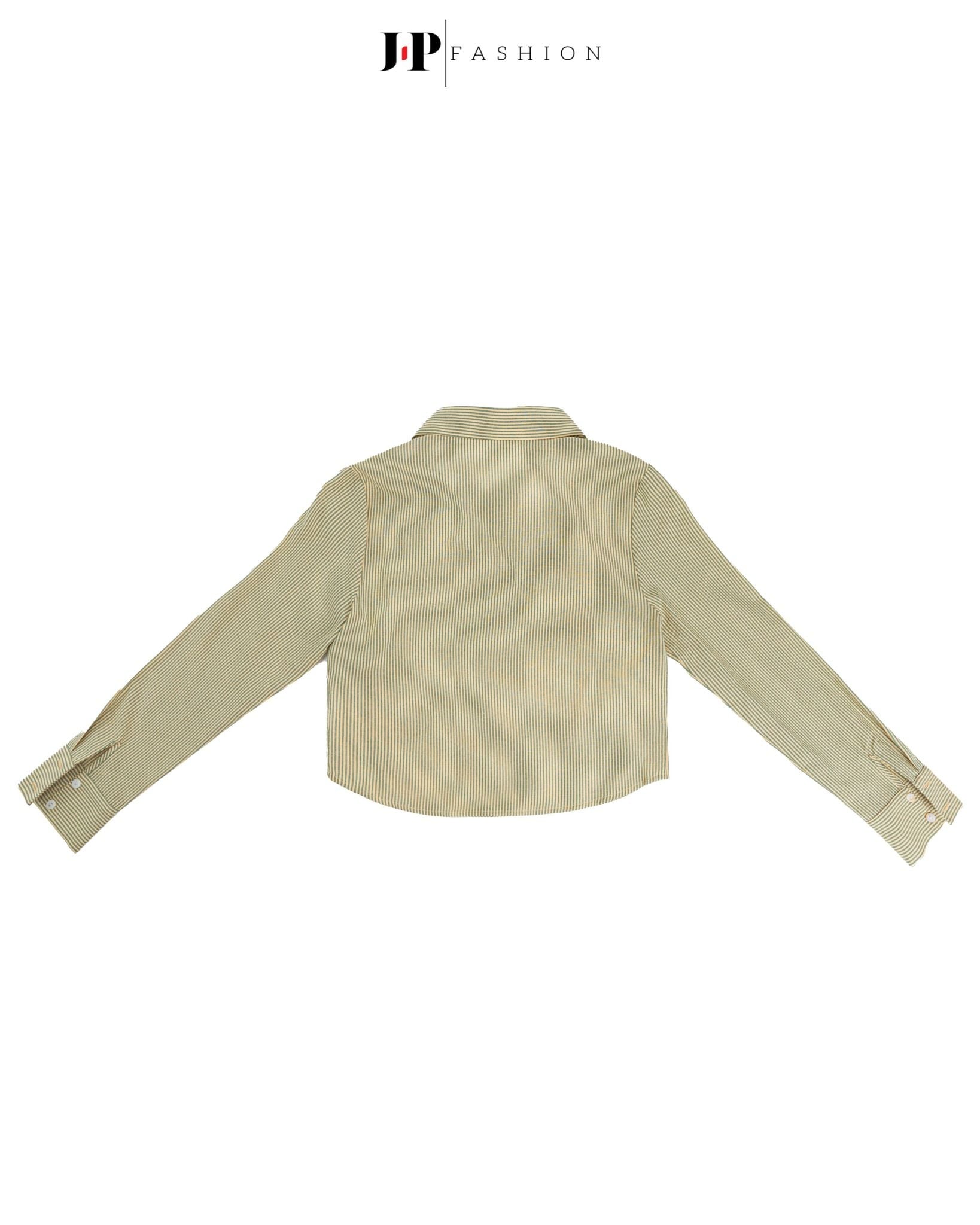 Sơ Mi Sọc Croptop Tay Dài 10611348
