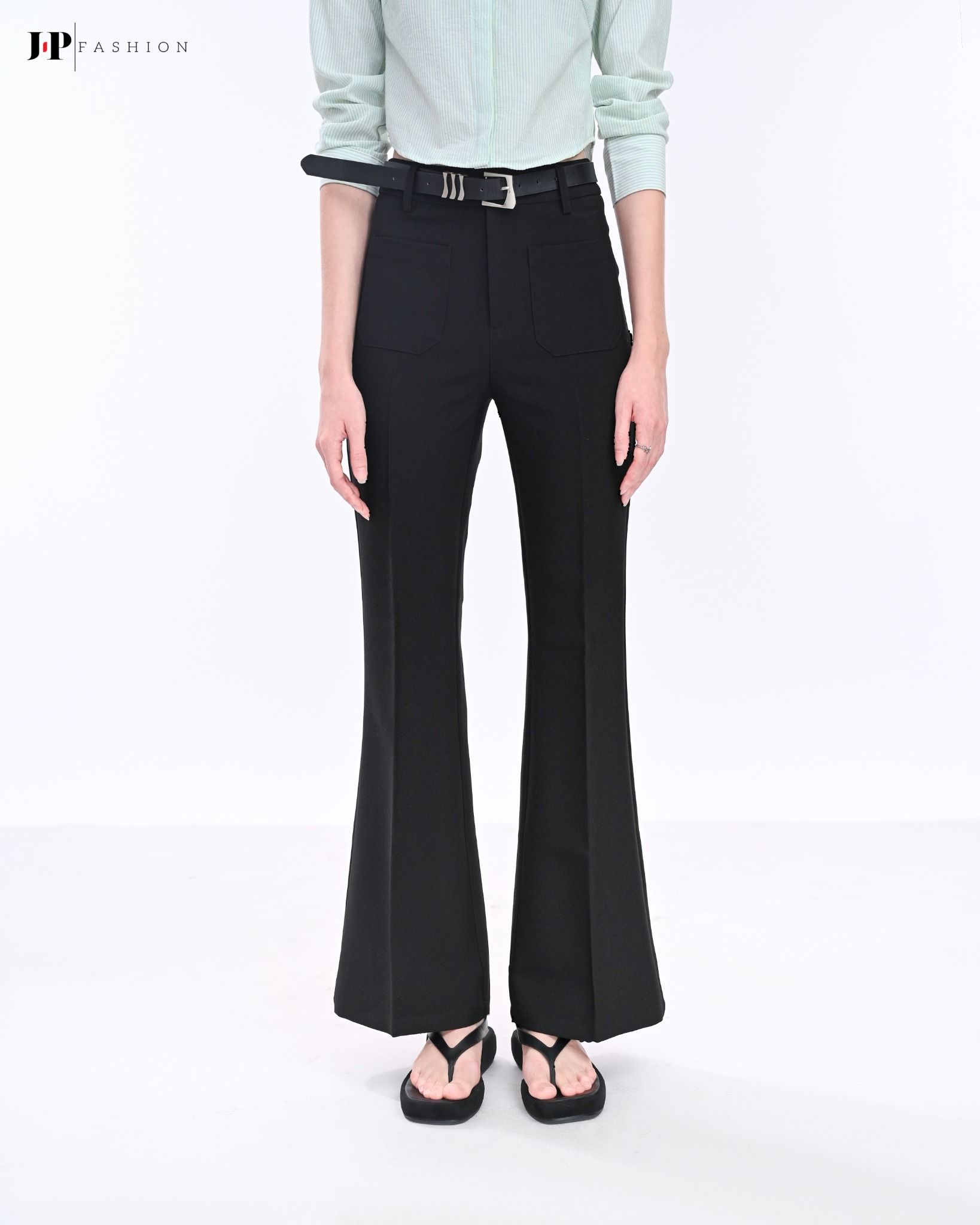 Sơ Mi Sọc Croptop Tay Dài 10611348