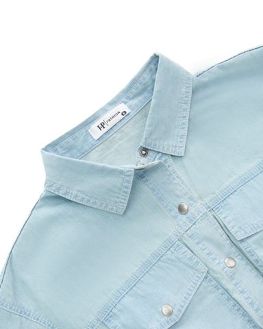 Sơ Mi Croptop Jean Chiết Eo 10611379