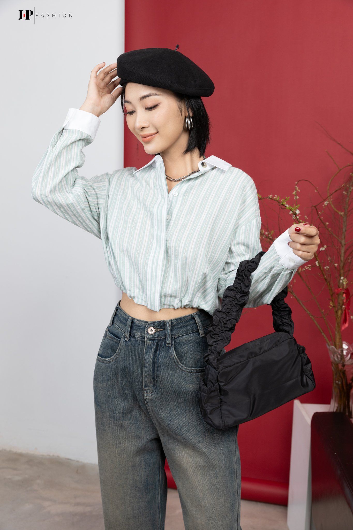 Sơ mi croptop dài tay