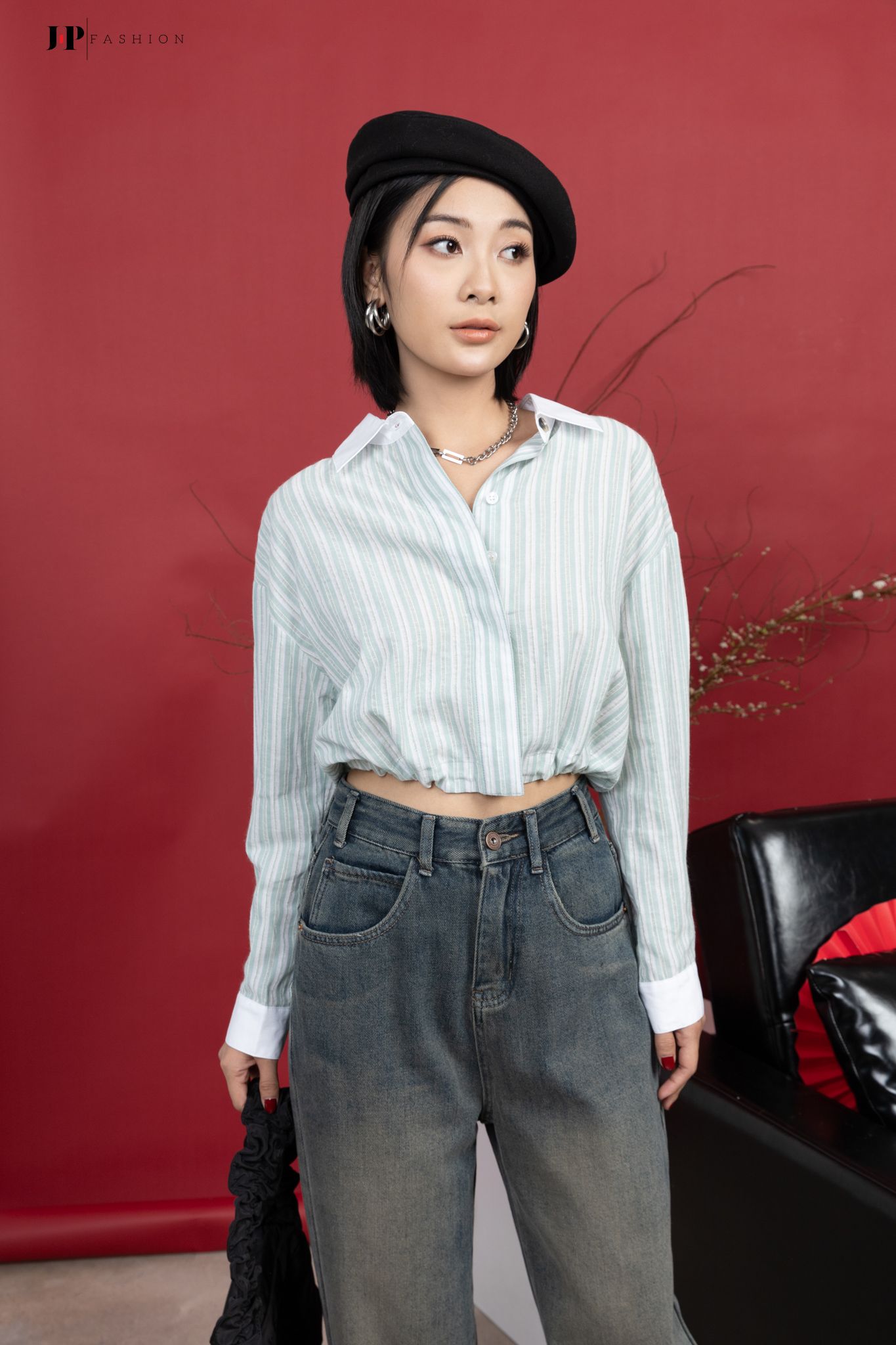 Sơ mi croptop dài tay