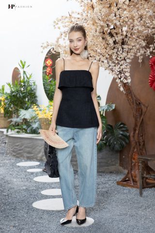 Áo tweed kiểu hai dây