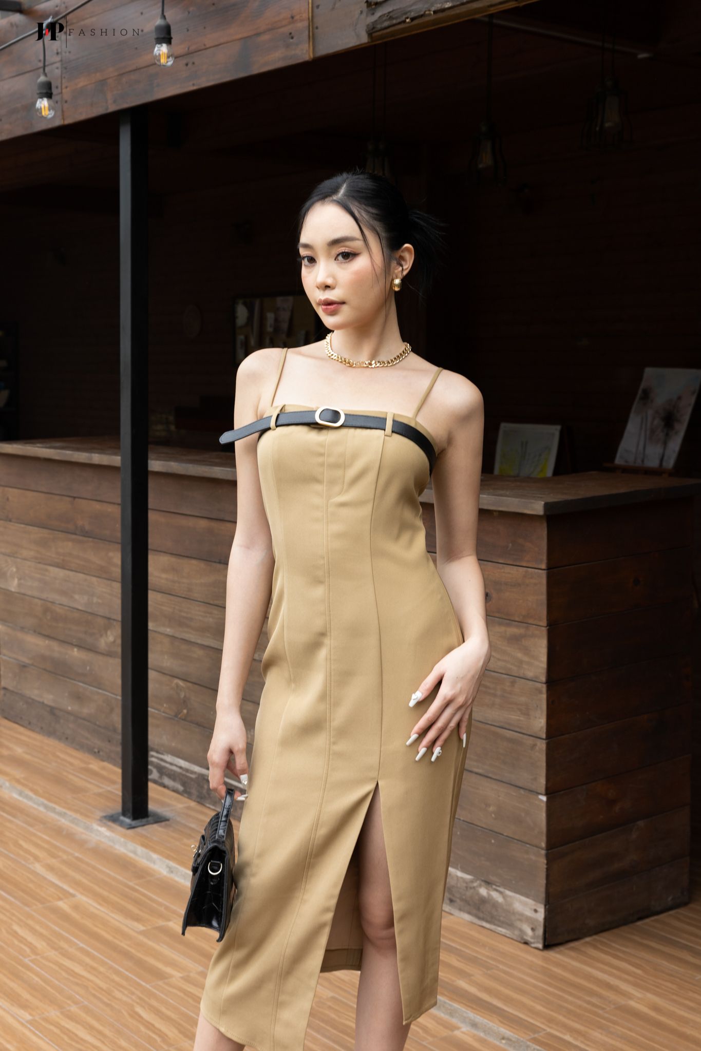 Đầm Dây Xẻ Tà Phối Belt Ngực 12209302
