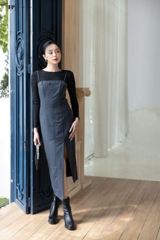 Đầm Dây Xẻ Tà Phối Belt Ngực 12209302