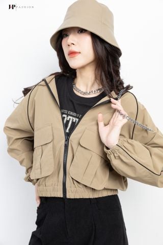 Áo Khoác Dù Có Nón Tay Dài 10709195
