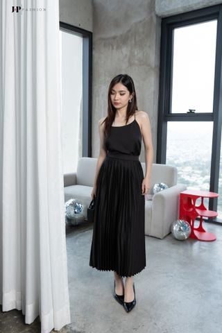 Chân Váy Lụa Dài Xếp Ly 17009701