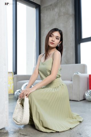 Chân Váy Lụa Dài Xếp Ly 17009701