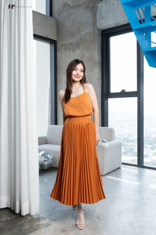 Chân Váy Lụa Dài Xếp Ly 17009701