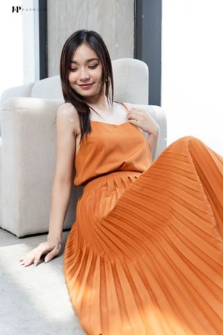 Chân Váy Lụa Dài Xếp Ly 17009701