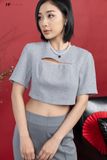 Áo sơ mi croptop ngắn tay