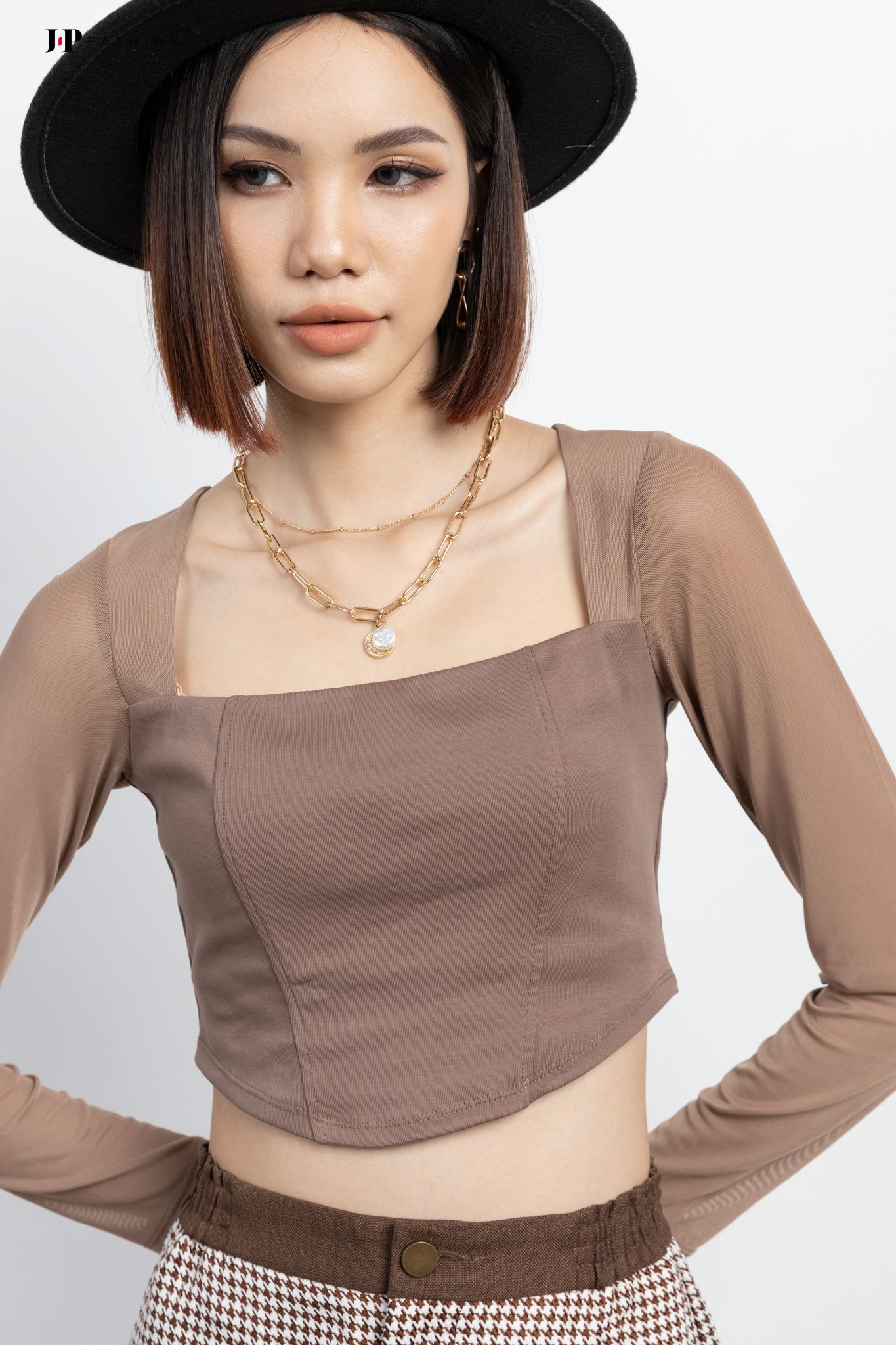  Thun croptop dài tay 