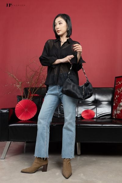 áo sơ mi dài tay màu đen