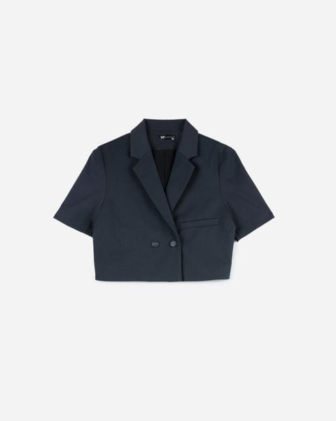 áo blazer nữ tay ngắn croptop màu xám