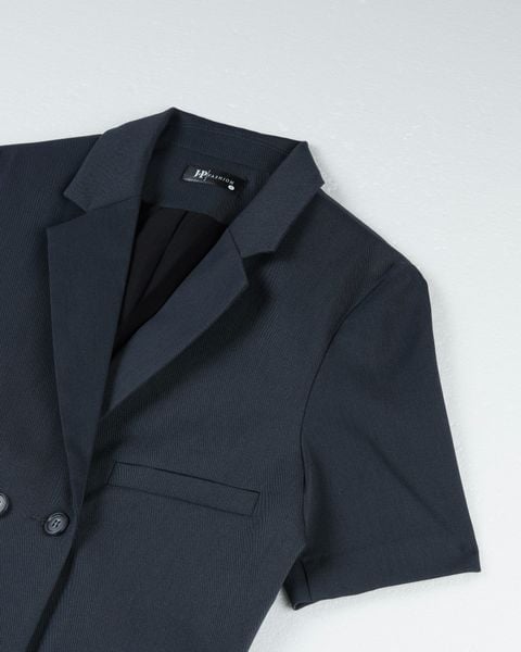 áo blazer nữ tay ngắn croptop màu xám