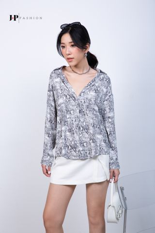 Sơ mi họa tiết phom rộng