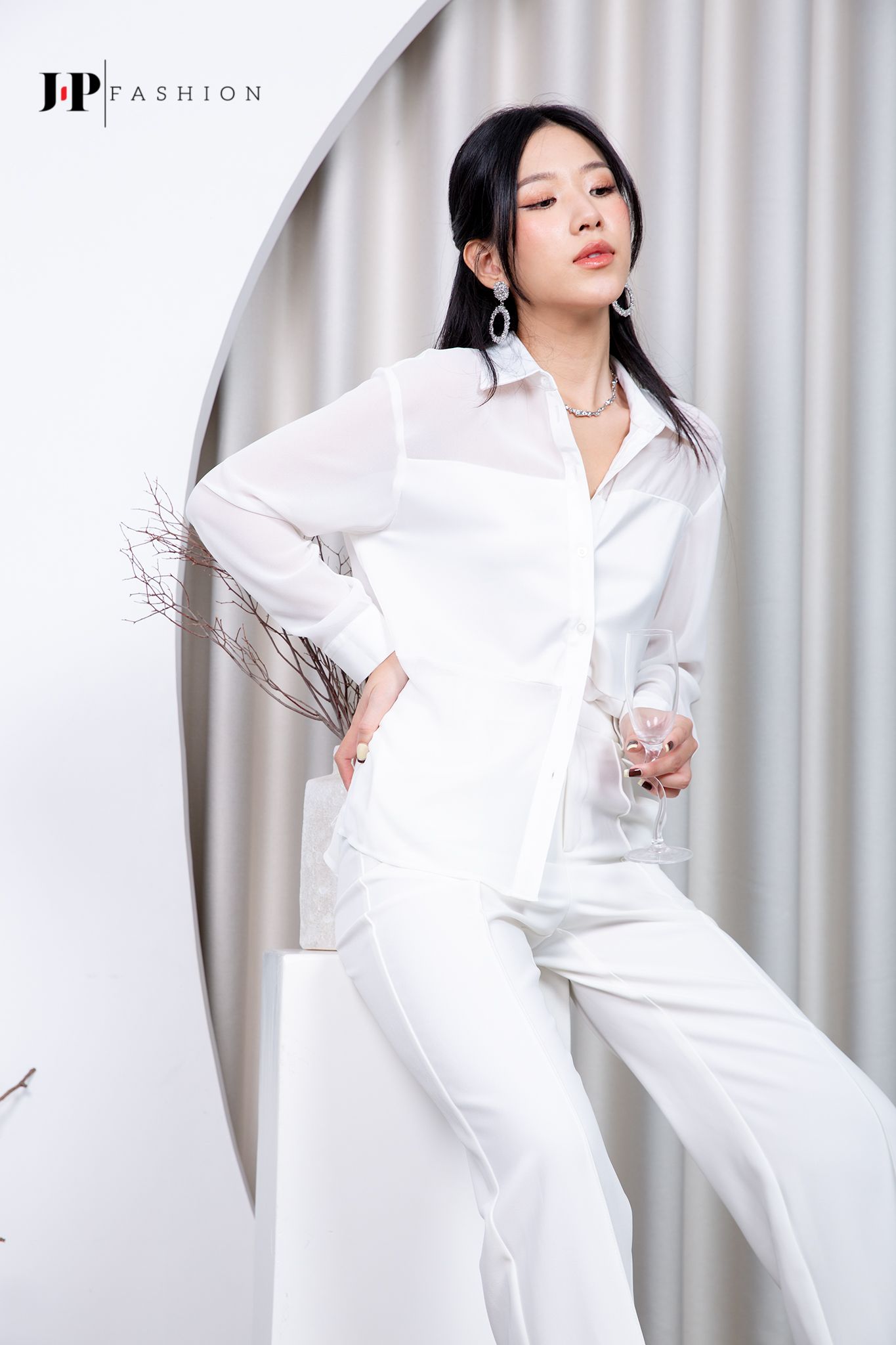 Sơ mi voan dài tay