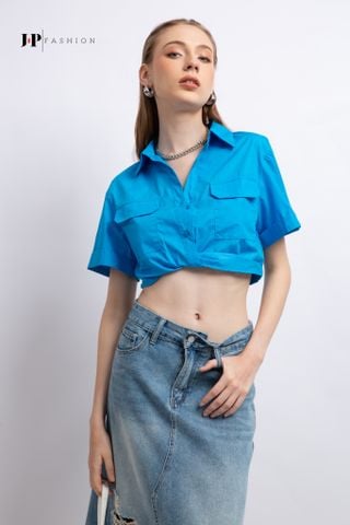 Sơ mi croptop ngắn tay