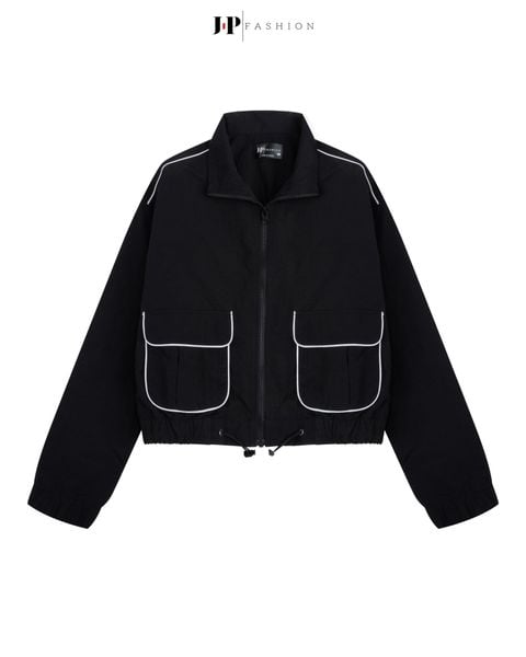 khoác dù crotop phối túi màu đen