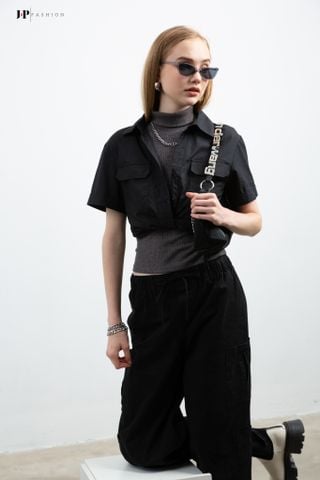 Sơ mi croptop ngắn tay