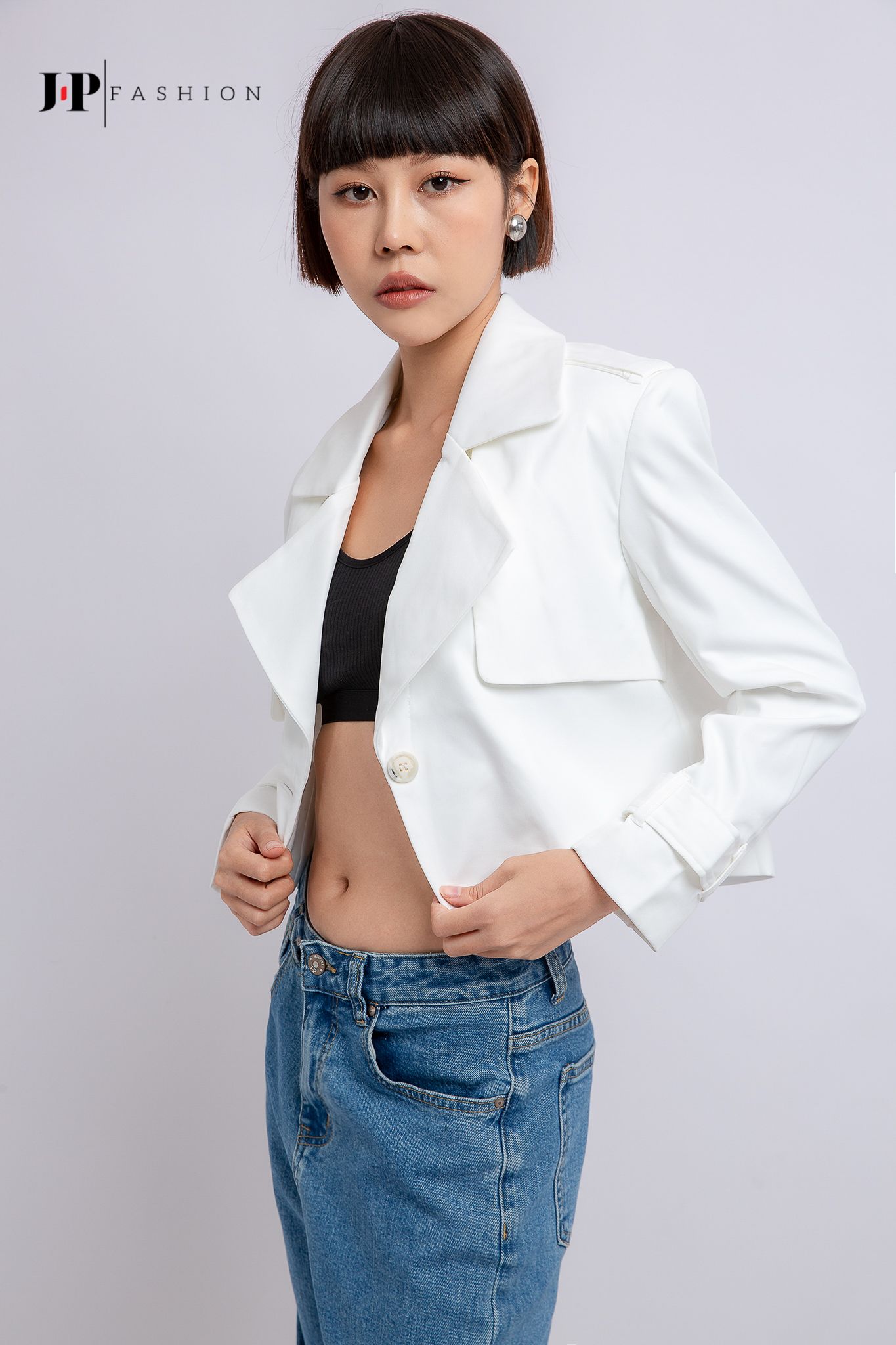 Áo khoác vest croptop (Không Kèm Nón)