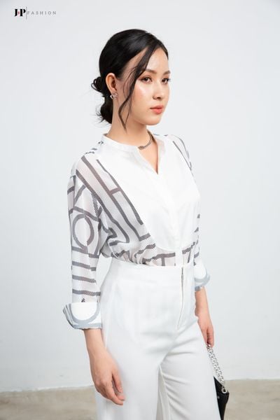 color_ Trắng họa tiết đen