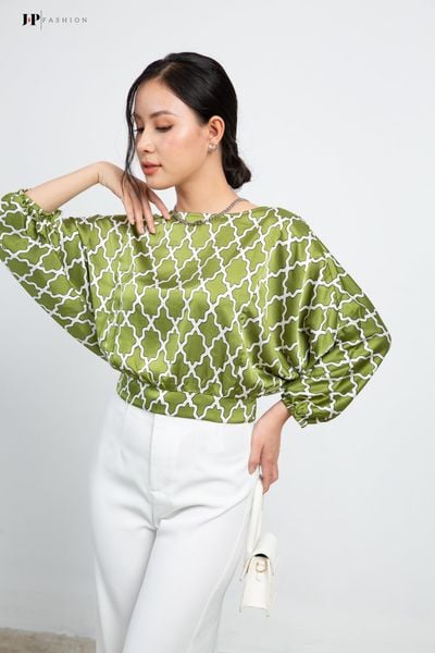 color_ Xanh họa tiết trắng