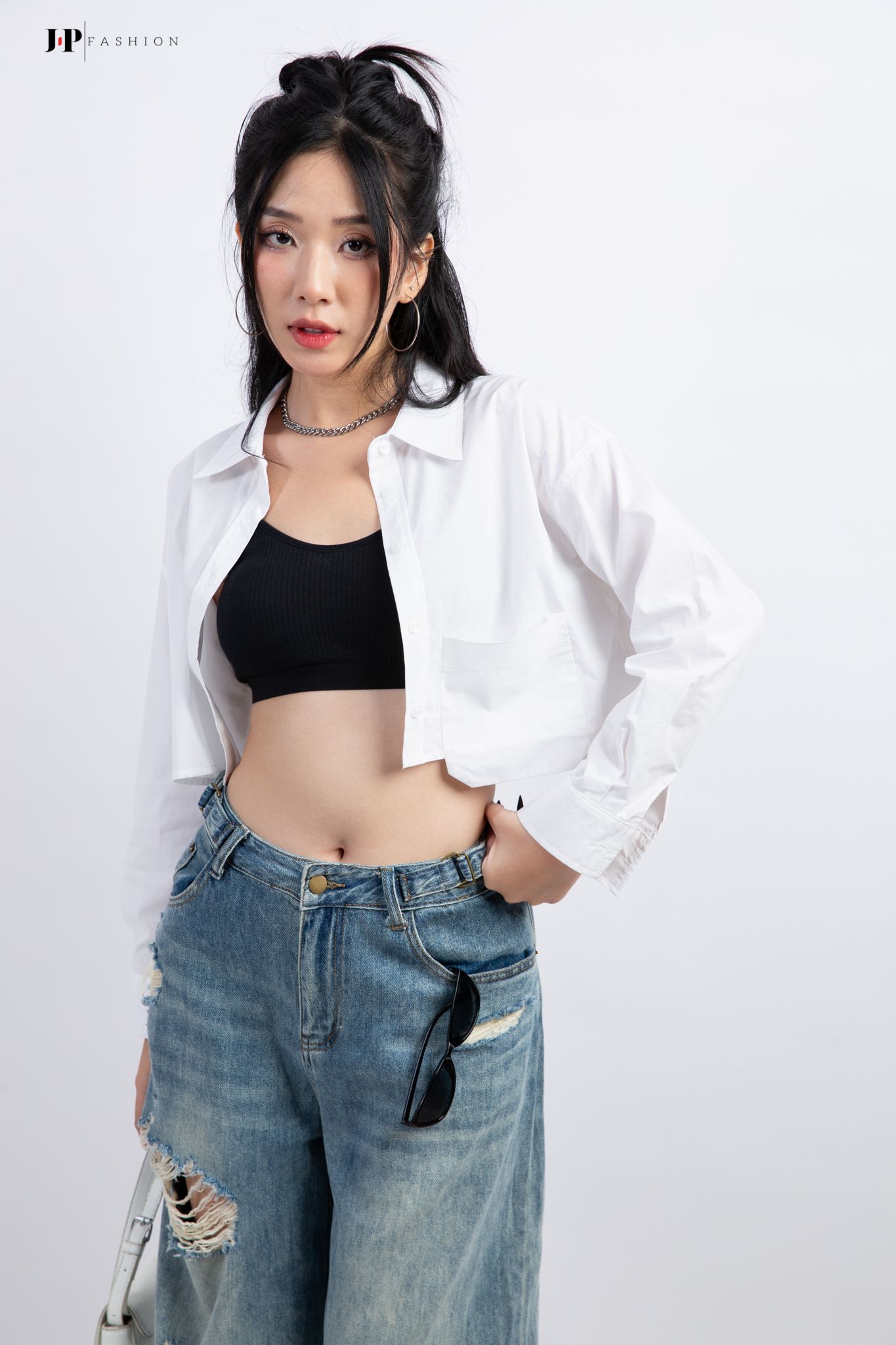Sơ mi croptop dài tay