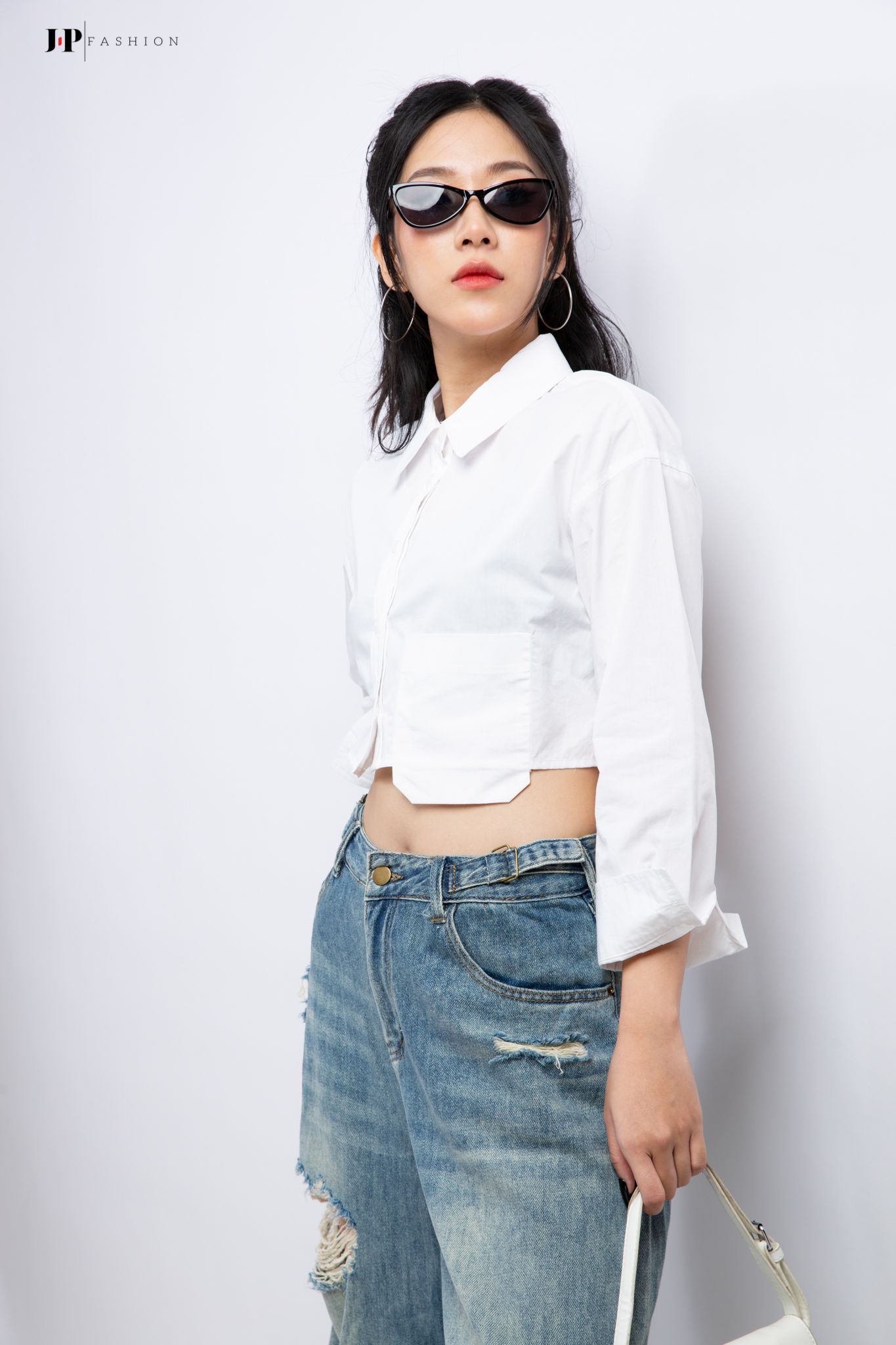 Sơ mi croptop dài tay