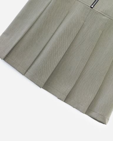 Đầm Kaki Khóa Kéo Xếp Ly Xám Rêu 11011862