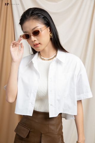 Áo sơ mi croptop ngắn tay