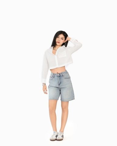 Áo Sơ Mi Linen Croptop Tay Dài 10611795