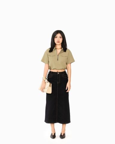 Áo Sơ Mi Croptop Dây Rút Eo 10611758