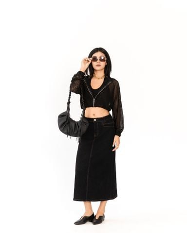 Khoác Nón Lưới Croptop Dây Rút Eo 10711757