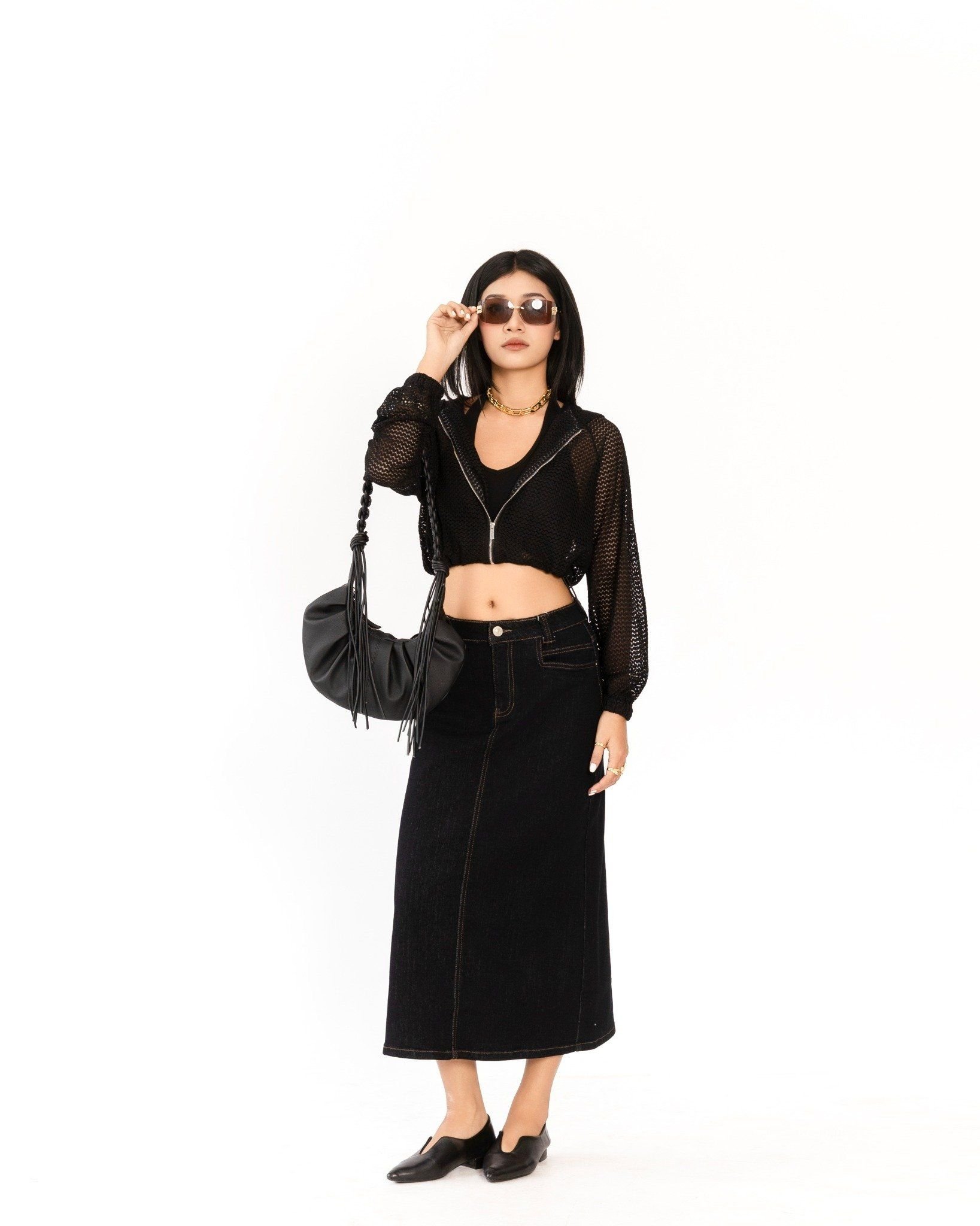 Khoác Nón Lưới Croptop Dây Rút Eo 10711757