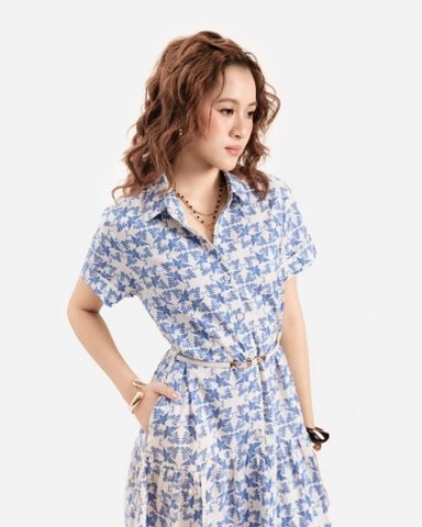 Đầm Kiểu Họa Tiết Bông Xanh 11011889