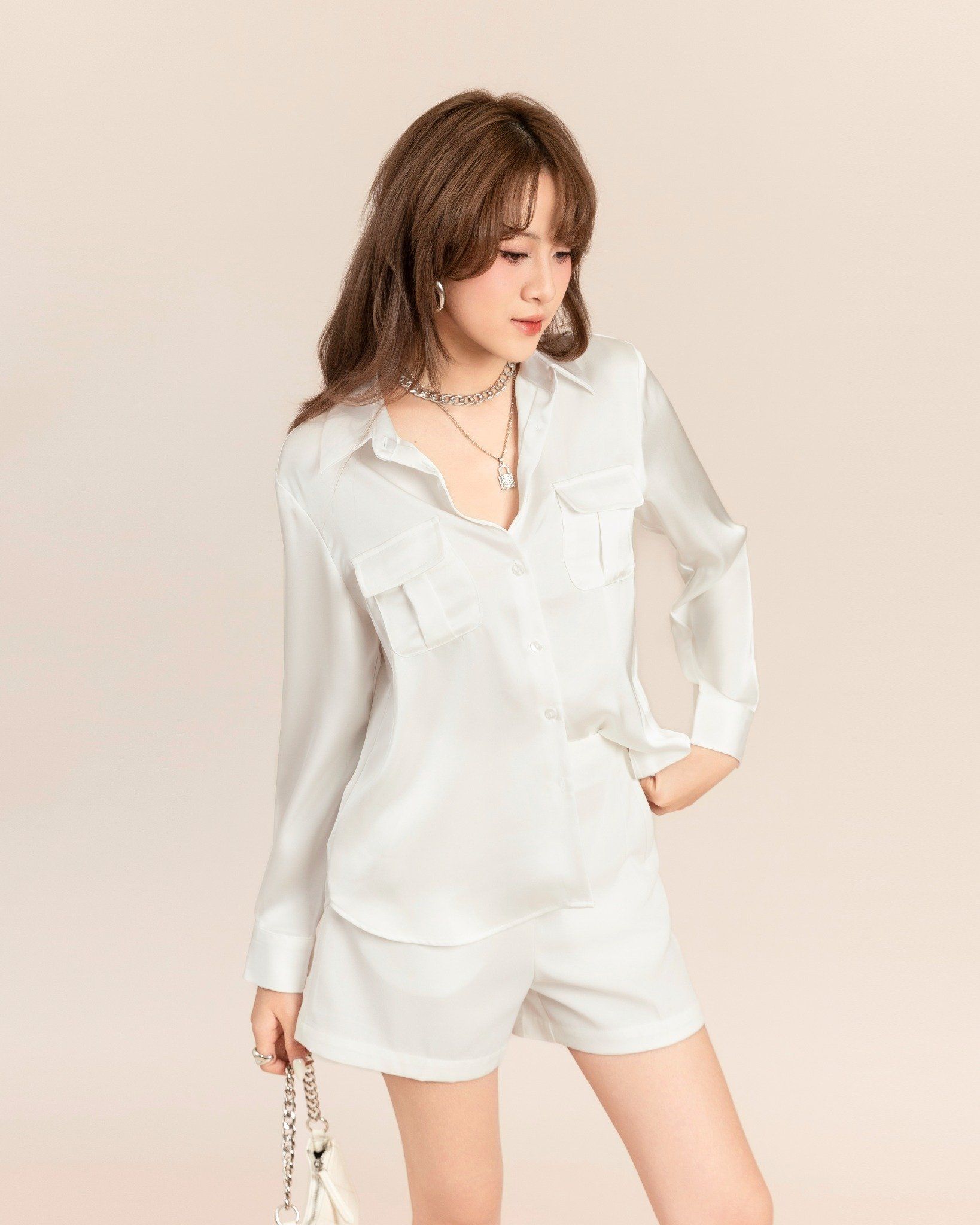 Áo Sơ Mi Lụa Trắng 10611831
