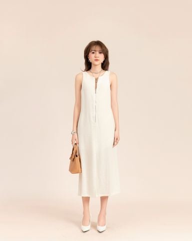 Đầm Linen Dáng Dài Khóa Kéo Xẻ Tà 11011828