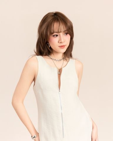 Đầm Linen Dáng Dài Khóa Kéo Xẻ Tà 11011828