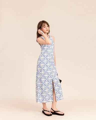 Đầm Linen Dáng Dài Khóa Kéo Xẻ Tà 11011828