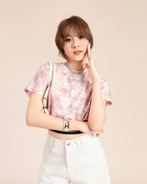áo thun crotop cá tính hồng loang
