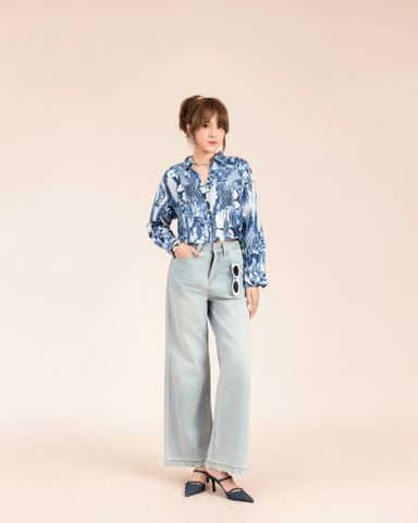 Áo Sơ Mi Croptop Linen In Họa Tiết 10611796
