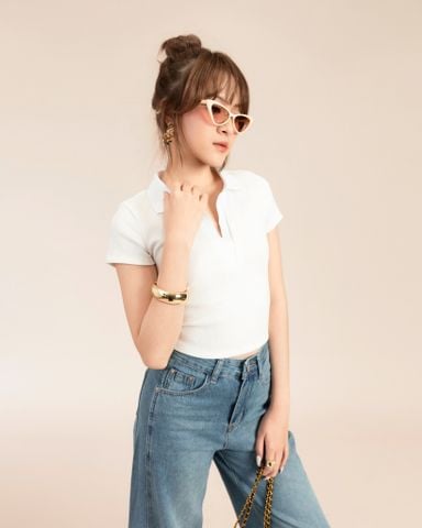 Áo Thun Gân Ôm Dáng Ngắn 10211807
