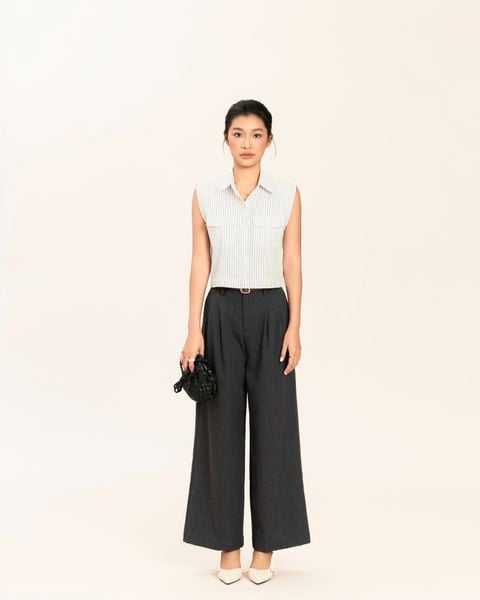 quần ống rộng xám đậm