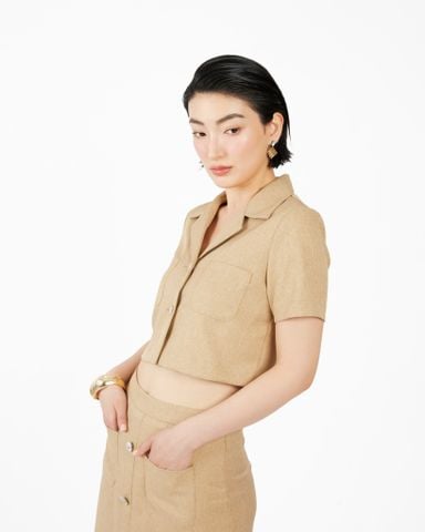 Sơ Mi Croptop Cổ Vest 10611627