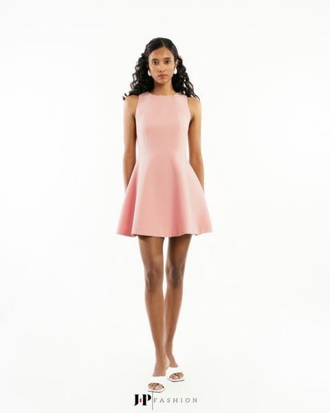 đầm ngắn tiểu thư màu hồng