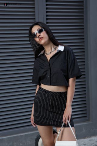 Áo sơ mi croptop ngắn tay