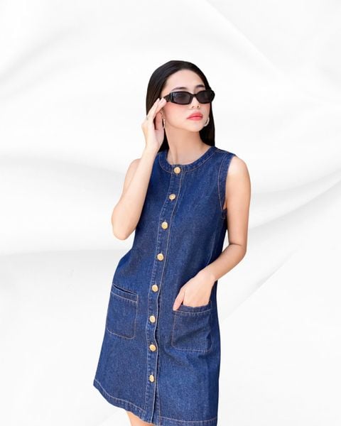 đầm jean kiểu nữ màu xanh